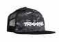 Preview: Trucker Cap Camouflage/Logo weiß, flacher Schirm