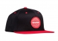 Preview: Snapback Cap schwarz/Logo rot, flacher Schirm