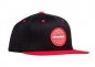 Preview: Snapback Cap schwarz/Logo rot, flacher Schirm