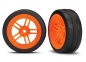 Preview: Reifen auf Felgen verklebt Split-Spoke Felge orange vorn (2)