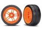 Preview: Reifen auf Felgen verklebt Split-Spoke Felge orange hinten B