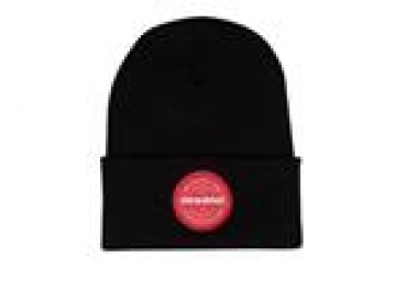 Trucker Cap schwarz/Logo rot, flacher Schirm