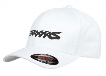 Traxxas Cap weiß/Logo schwarz, runder Schirm S/M