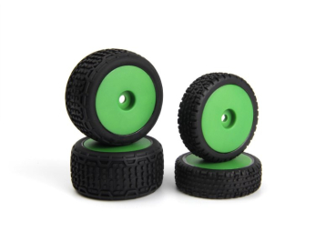 Microbe Buggy Wheel/Tyre Set (Green/Front/Rear)