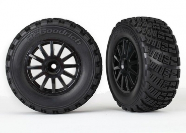 Tires & wheels, assembled, glued (black wheels, gravel patte
