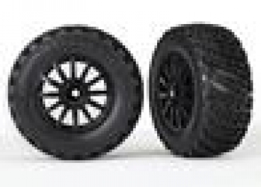 Tires & wheels, assembled, glued (black wheels, gravel patte