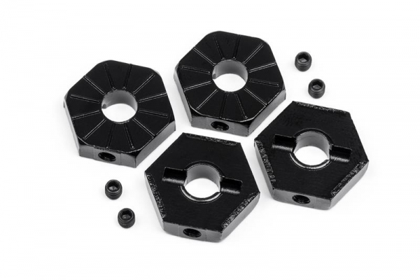 17MM HEX WHEEL ADAPTOR W/ SET SCREWS 4PCS (BLACK)