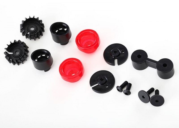 Rücklichter (2) + Halter (4)  Auspuff-Enden (2) +Halter (1)