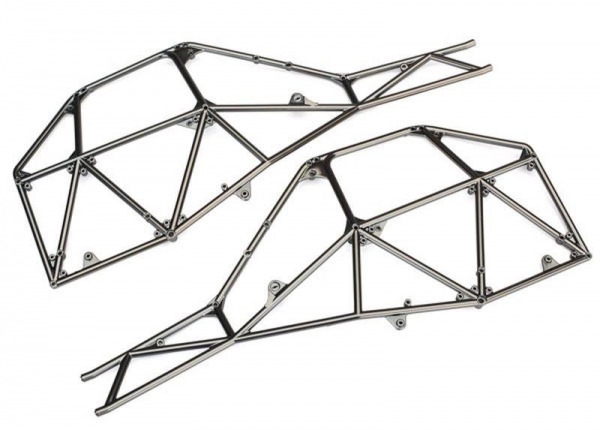 Rohrrahmen-Chassis Seiten-Teile l&r satin schwarz chrome