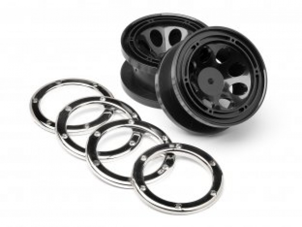 WHEELS W/GUNMETAL BEADLOCKS 2PCS (SCOUT RC)