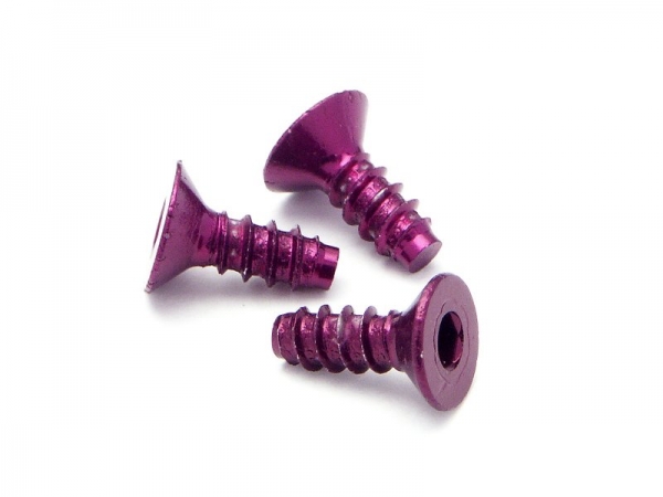 Alu Tp Flat Hd Screw 3 X8Mm Hex Socket/Purple/5Pc