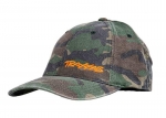 Trucker Cap Camouflage/Logo rot, runder Schirm S/M
