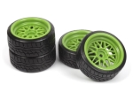 HPI Racing Falken Azenis Drft Tire/HRE C90 Wheel Green 4pcs